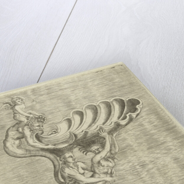 Scale in the form of a shell, supported by a mermaid and a merman by Hieronymus Cock