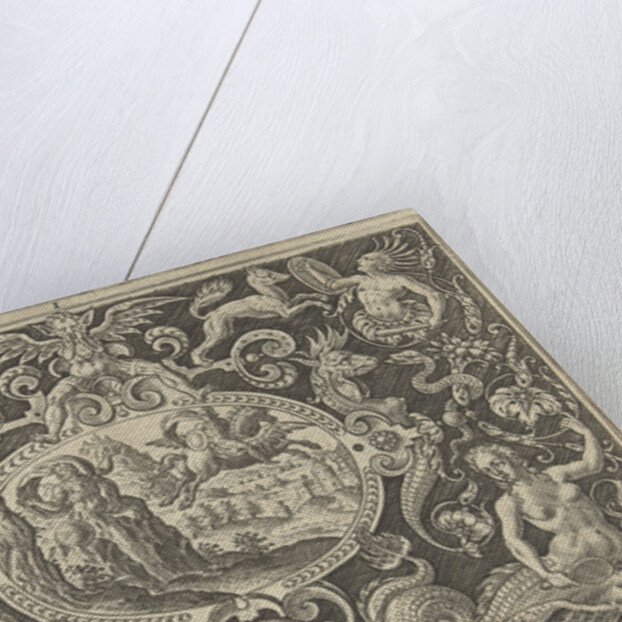 Cartouche: Atlas turns into a mountain by Abraham de Bruyn