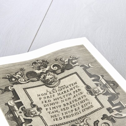 square cartouche with a quote from Seneca by Gerard de Jode