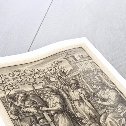 Christ child builds a fence by Hieronymus Wierix