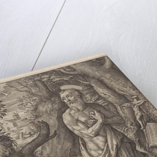 St. Jerome as a penitent in the desert by Hieronymus Wierix