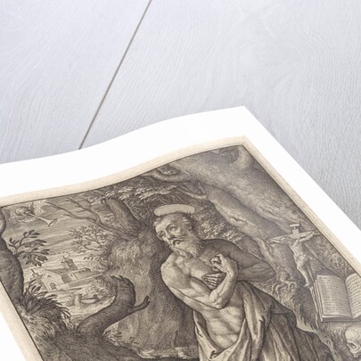 St. Jerome as a penitent in the desert by Hieronymus Wierix