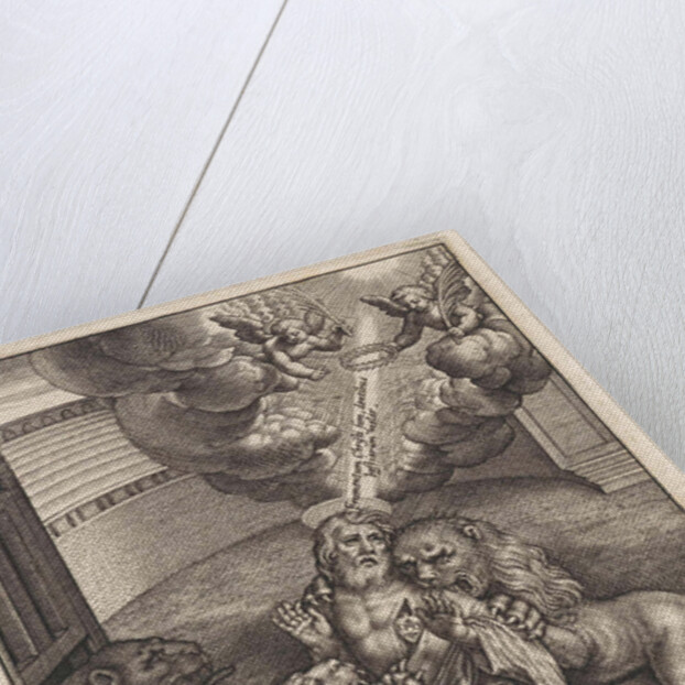 In an amphitheater, St. Ignatius, third bishop of Antioch, torn by lions by Hieronymus Wierix