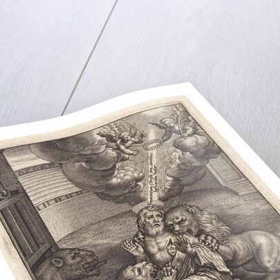 In an amphitheater, St. Ignatius, third bishop of Antioch, torn by lions by Hieronymus Wierix