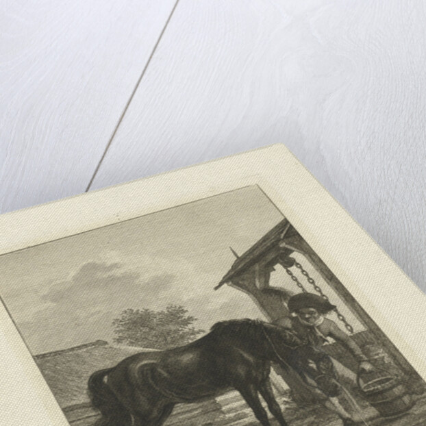 A man and a horse near a well by Jan Anthonie Langendijk Dzn