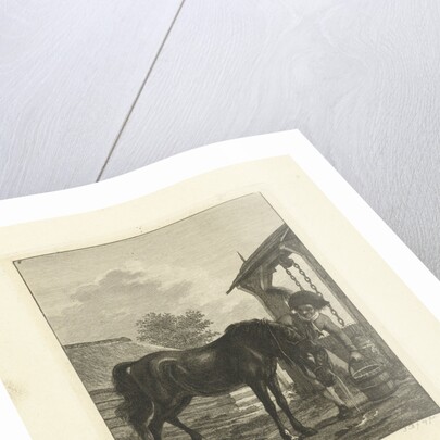A man and a horse near a well by Jan Anthonie Langendijk Dzn