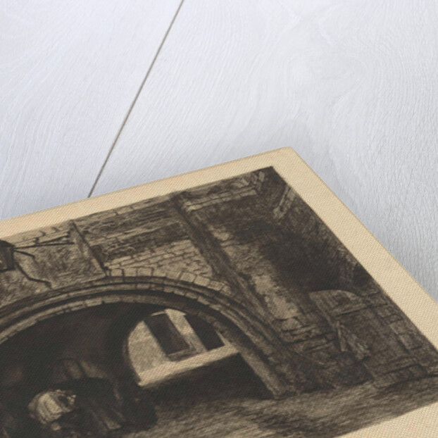 Vehicle with horse under an old gate by Willem Steelink II