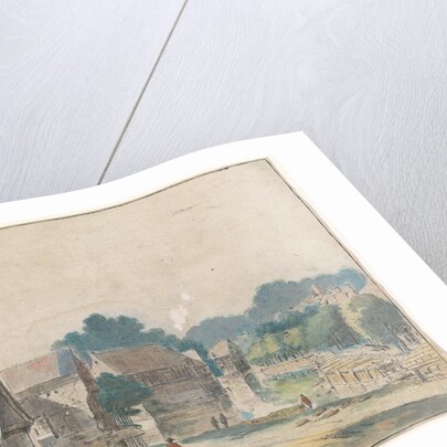 Village with houses with timber by Josua de Grave