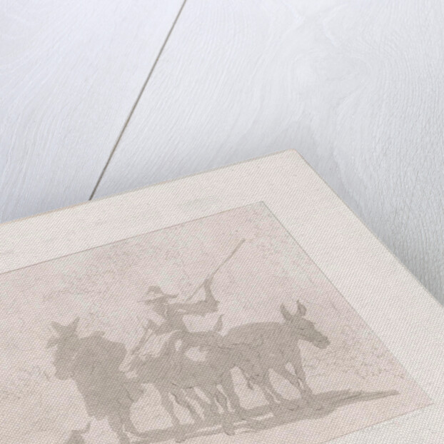 Two mule drivers with a dog by Diederik Jan Singendonck