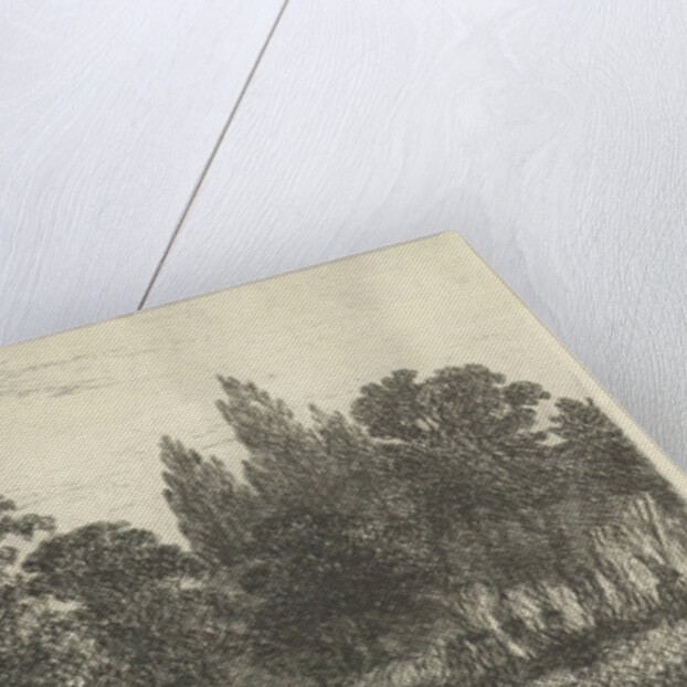 Man and woman at a stream at a forest edge by Hermanus Jan Hendrik van Rijkelijkhuysen