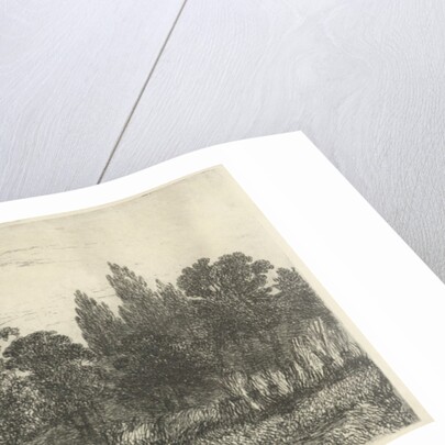 Man and woman at a stream at a forest edge by Hermanus Jan Hendrik van Rijkelijkhuysen