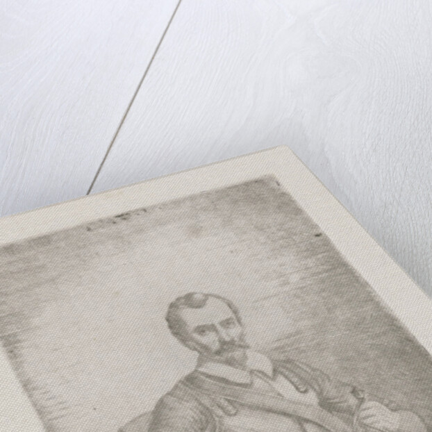 Seated man in armor with sword by Christiaan Wilhelmus Moorrees