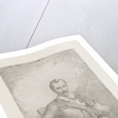 Seated man in armor with sword by Christiaan Wilhelmus Moorrees