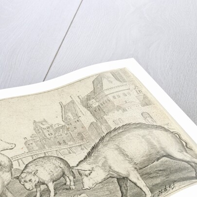 Hart, hedgehog, sheep, pig and frog by Nicolaes de Bruyn