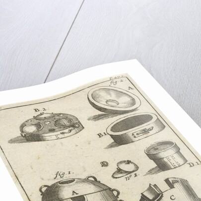 Distillation device and different parts thereof separately by Jan Claesz ten Hoorn