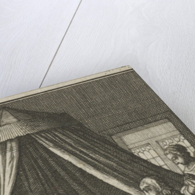 Praying figures at the bedside of a sick person by Barent Bos