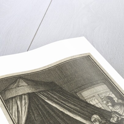 Praying figures at the bedside of a sick person by Barent Bos