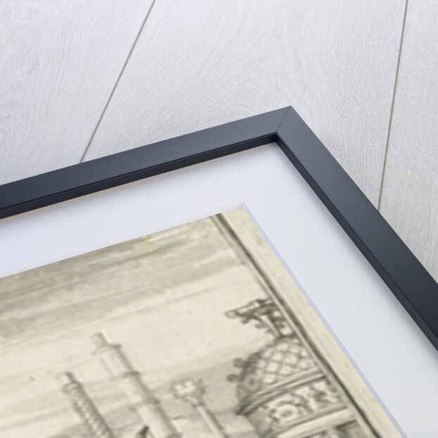 Father Time pointing out classic monuments to a woman who is writing by Joannes Wolters