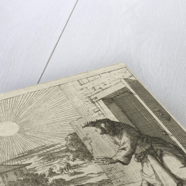 Man protects his eyes from the sun when he walks out by Pieter Arentsz II