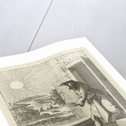 Man protects his eyes from the sun when he walks out by Pieter Arentsz II