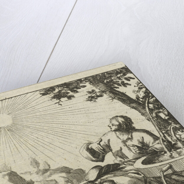 Man sitting next to a fountain, contemplating the sun by Pieter Arentsz II