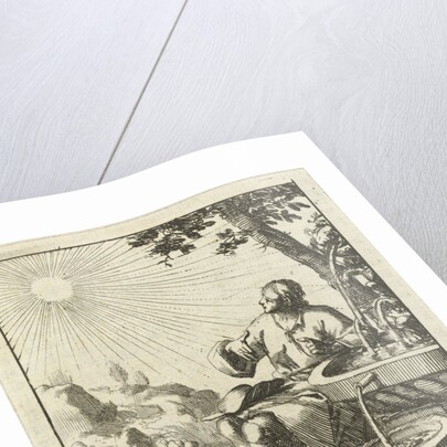 Man sitting next to a fountain, contemplating the sun by Pieter Arentsz II