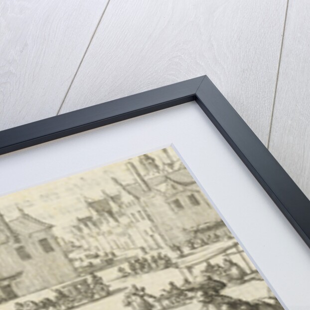 The city life that the writer Willem Sluiter had left: big square with carriage and different people by Gerbrandt Schagen