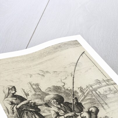 Woman in conversation with an angler by Pieter Arentsz II