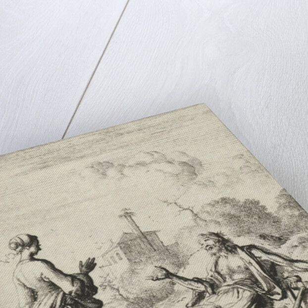 Woman speaks to a beggar by Pieter Arentsz II