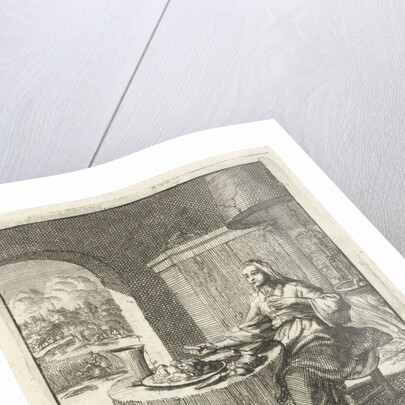 Woman eating at a table by Pieter Arentsz II