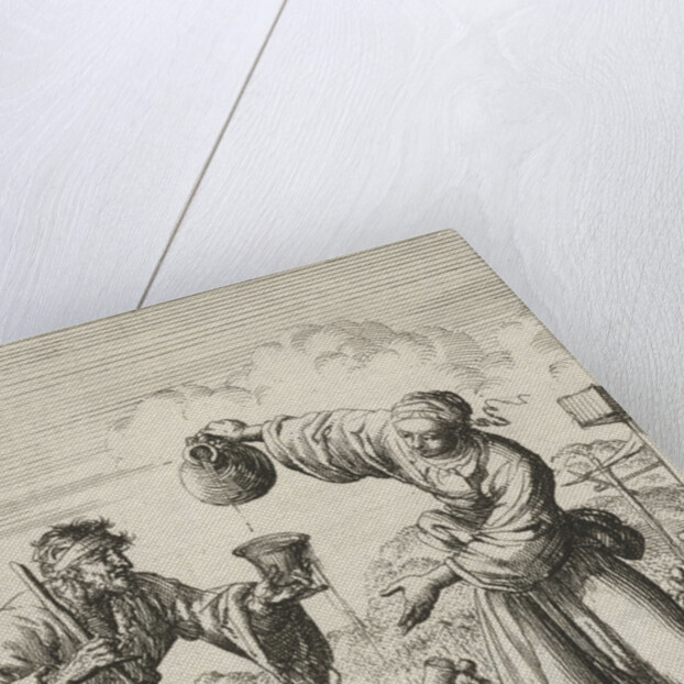 Woman gives a beggar wine by Pieter Arentsz II