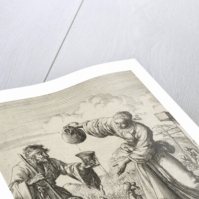 Woman gives a beggar wine by Pieter Arentsz II