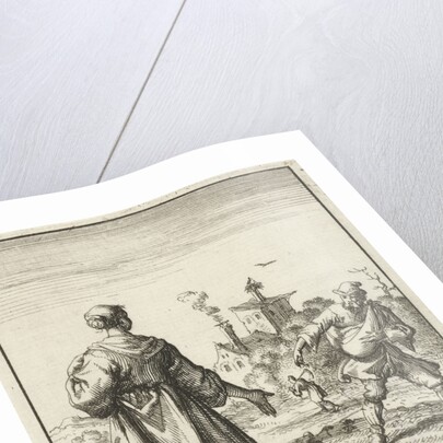 Female beholds a farmer sowing by Pieter Arentsz II