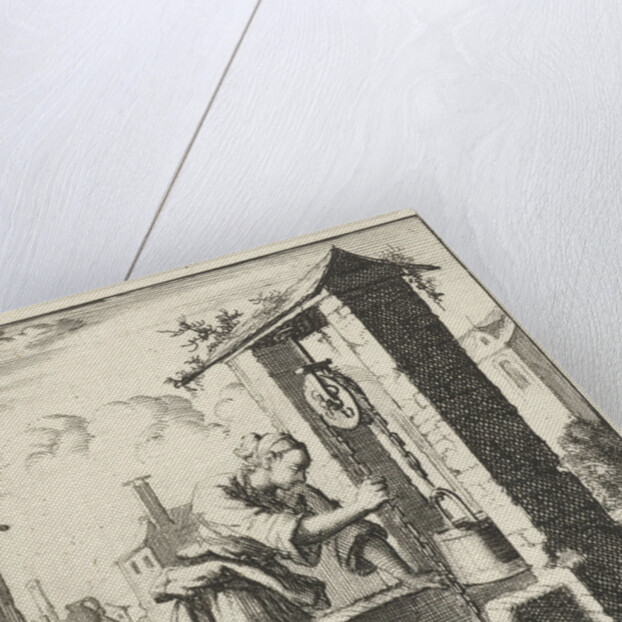 Wife gets a bucket of water from a well by Pieter Arentsz II