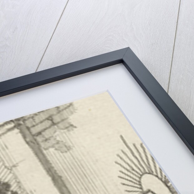 Female compares the sun with a drawing of the sun next to her on a wall by Pieter Arentsz II