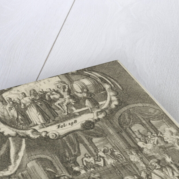 Nicephorus, Emperor of the Greeks, conquered by the Wallachen and beheaded / Diogenes showers in winter with cold water by Johannes Boekholt