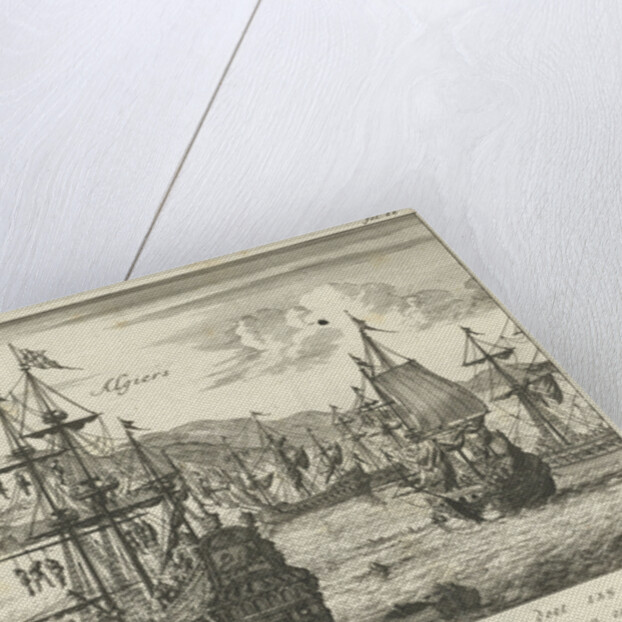 Captain Lambert Hendrikszoon hangs 125 pirates from the yards of his ships or throws them into the sea off the port of Algiers by Jan Claesz ten Hoorn