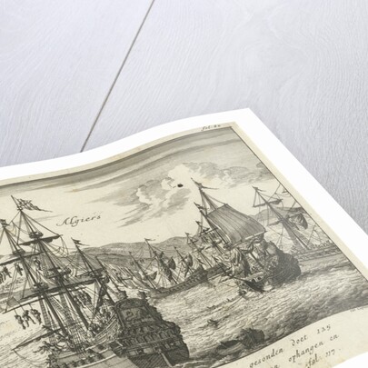 Captain Lambert Hendrikszoon hangs 125 pirates from the yards of his ships or throws them into the sea off the port of Algiers by Jan Claesz ten Hoorn