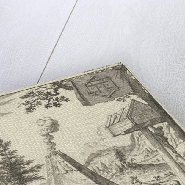 Laplander aims his bow and arrow at a wolf and a bear, Lapland by Jan Claesz ten Hoorn