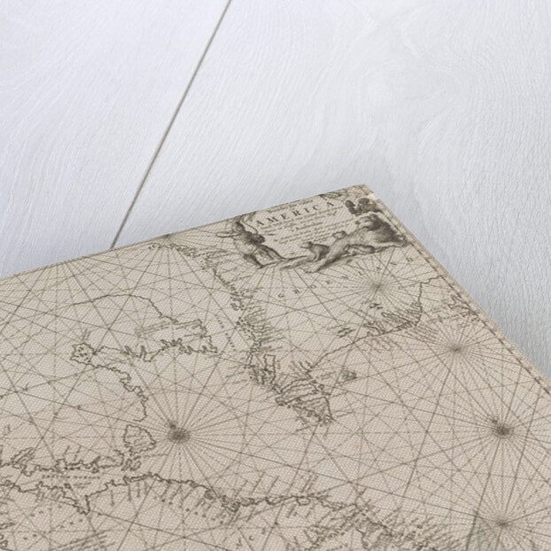 Sea chart a part of the coast of northern Canada and Greenland, with two compass roses by Jan Luyken