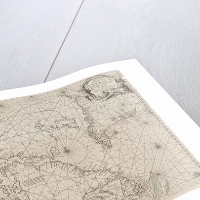 Sea chart a part of the coast of northern Canada and Greenland, with two compass roses by Jan Luyken