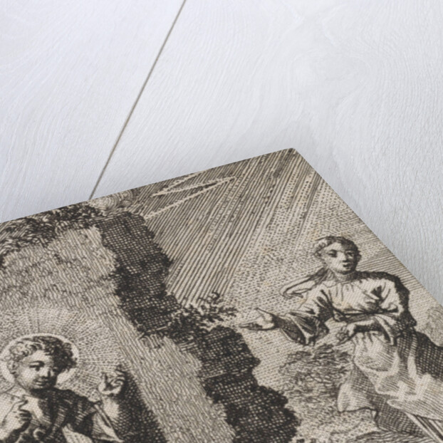 Christ knocking on a wall behind which stands the personified soul by Jan Luyken