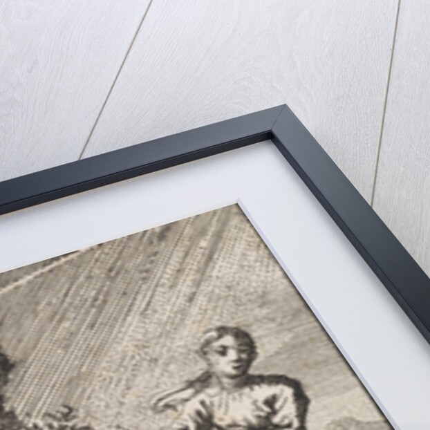 Christ knocking on a wall behind which stands the personified soul by Jan Luyken