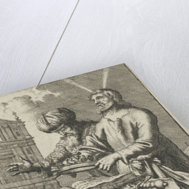 Moses and Aaron standing behind an altar by Willem Goeree