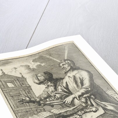 Moses and Aaron standing behind an altar by Willem Goeree