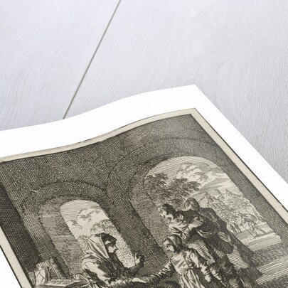 Mother talking to her child admonishingly by Jan Luyken