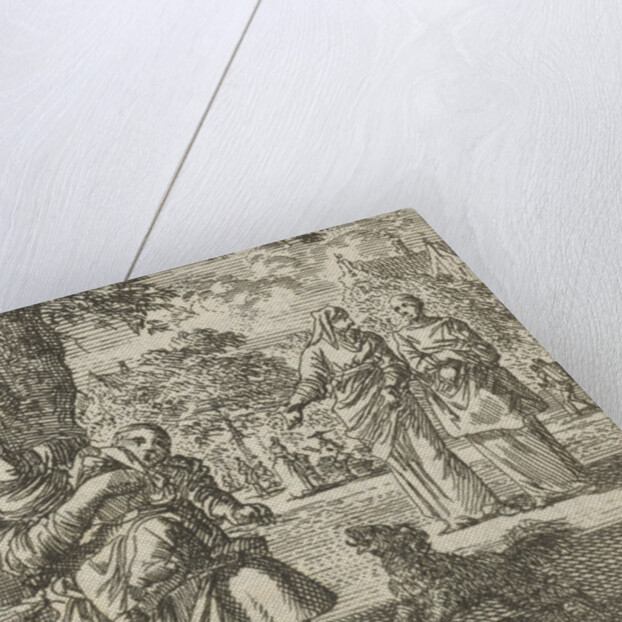 Mother washes her child on the sidewalk in front of the house by Cornelis van der Sys