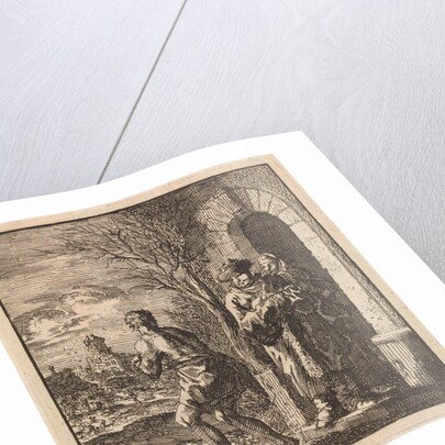 Man with fur coat and fur hat looking at almost naked man by Pieter Arentsz & Cornelis van der Sys II