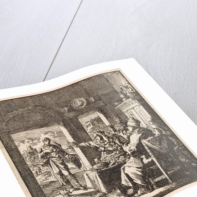 Family makes dismissive gestures to a poor man who asks for help by Cornelis van der Sys II