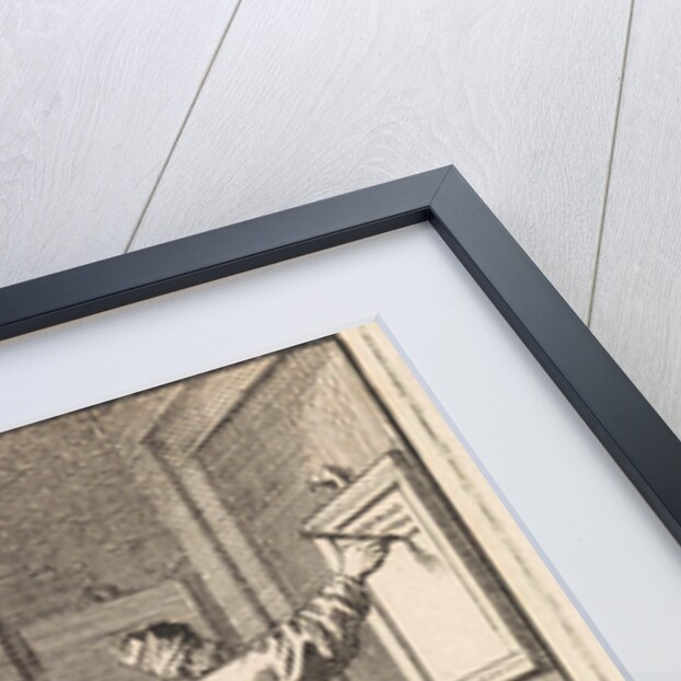 Man writing from right to left on a slate wall by Pieter Arentsz & Cornelis van der Sys II